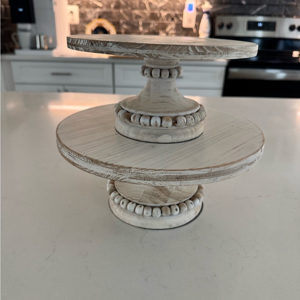 Magnolia Beaded Wood Cake Stands